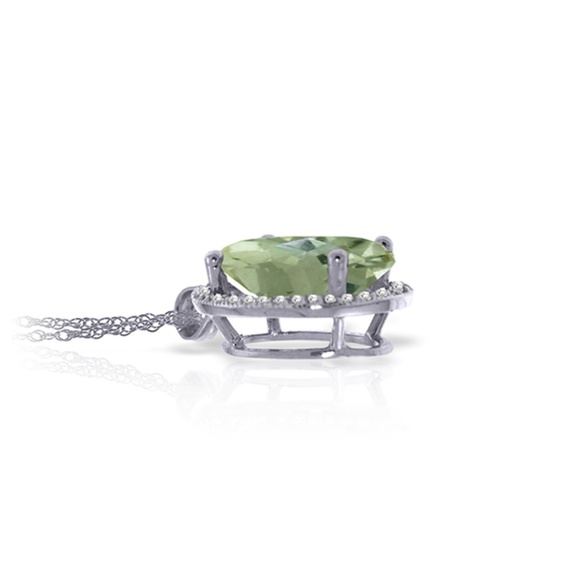 NECKLACE WITH NATURAL DIAMONDS & GREEN AMETHYST - Picture 2 of 7